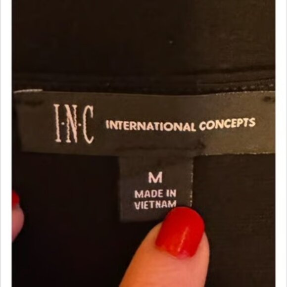 INC Cutout Cold Shoulder Black T-Shirt Short Sleeve Casual Top Large Blouse LG - Picture 5 of 9